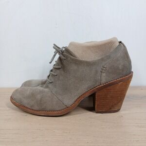 Sofft Booties Womens 9.5 Lace Up Gray Leather Block Heel Artisanal Modern Boho